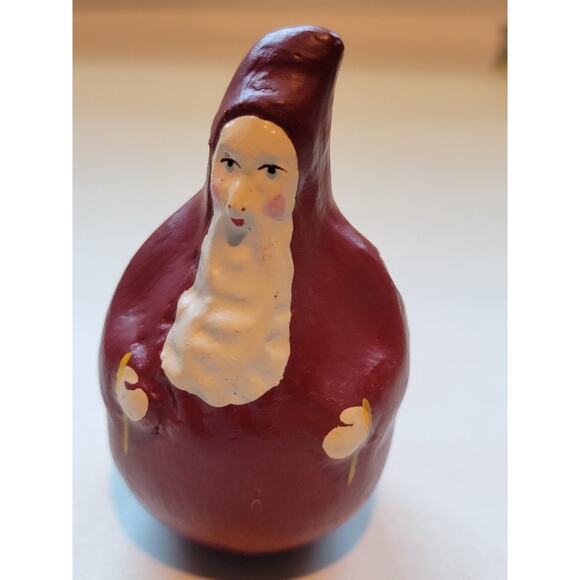 Vintage Santa Claus Folk Art Decor Roly Poly Gourd Decoration - Picture 3 of 8